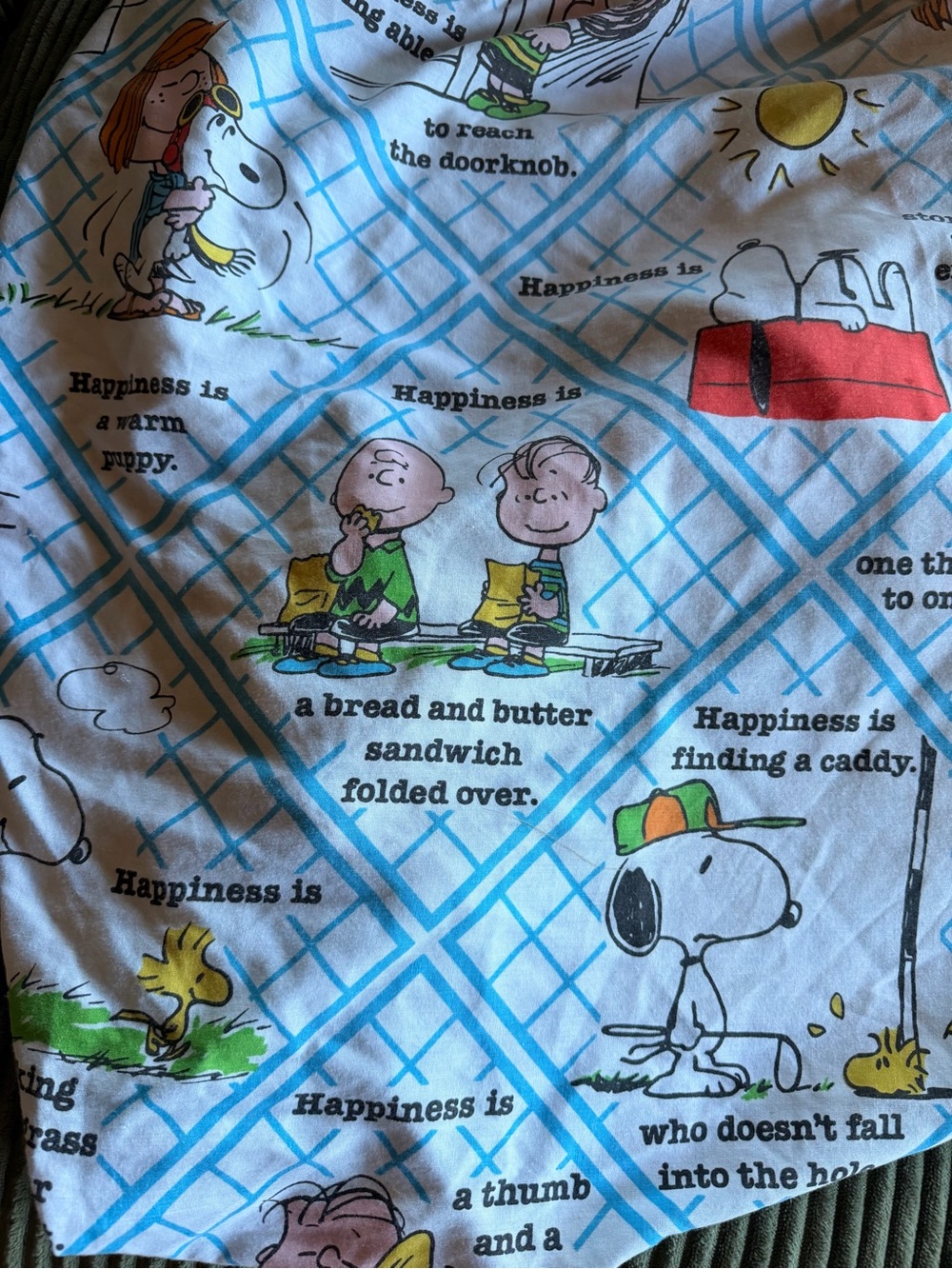 Peanuts Snoopy twin fitted sheet 1960s vintage